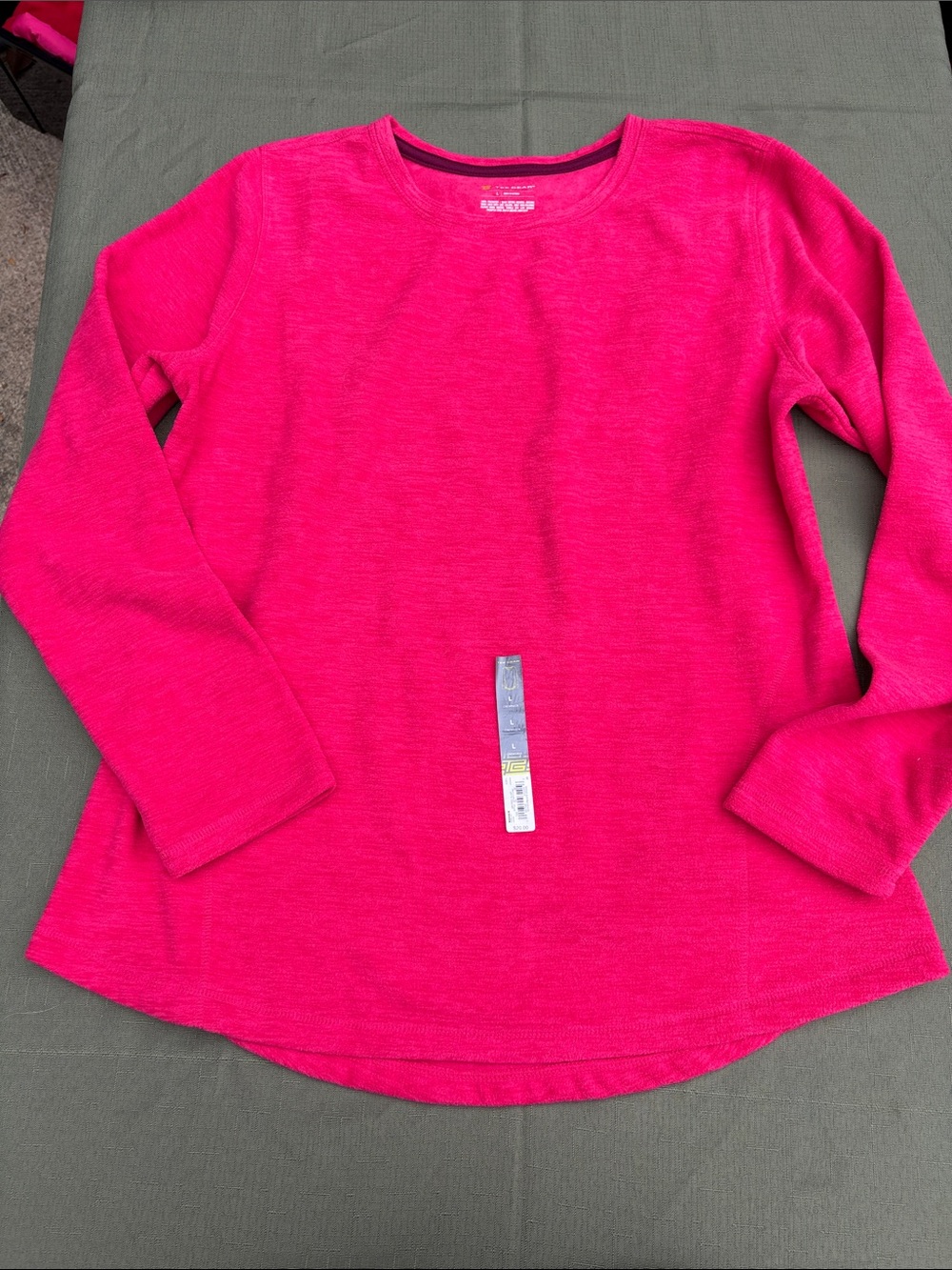 Bright Pink Long-Sleeve Crewneck Top